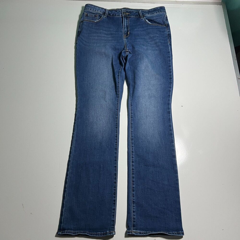 Old Navy Kicker Boot-Cut Jeans Womens 14 Long Mid-Rise Medium Wash Blue Denim